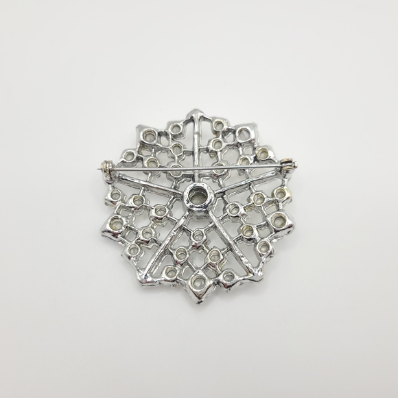 Silver Crystal Snowflake Brooch - Picture 4 of 6